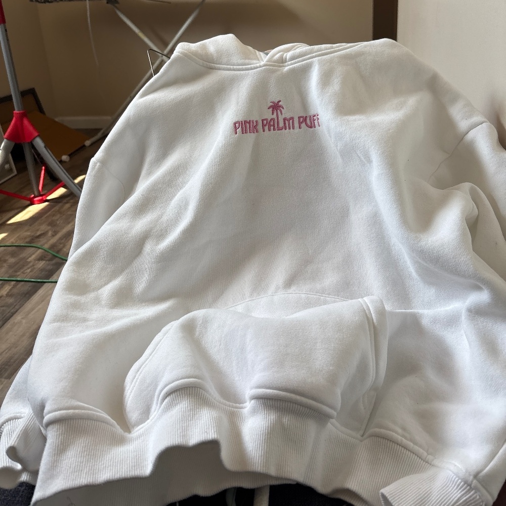 Pink palm, puff hoodie
